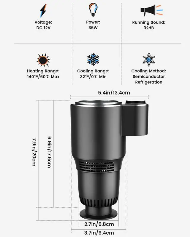 Alt view image 2 of 7 - 2-in-1 Car Cup Cooler & Warmer for Water Coffee Drinks All Year Useful, Summer Accessories of 12V Plug in Smar Cooler Cup for Car SUV Van Pickup Truck RV Vehicle Cup Holders