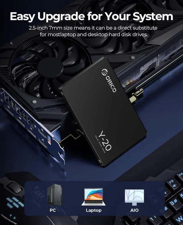 Alt view image 3 of 6 - 128GB SATA SSD 2.5 Inch Internal Solid State Drive, Read Speed up to 500MB/s, SATA III 6Gbps for Desktop Laptop NAS DIY External Drive - Y20