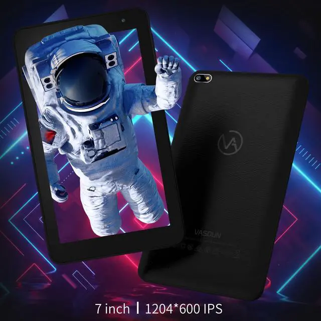 Alt view image 2 of 6 - 7 Inch Tablet, Android Reading Tablet with 32GB Storage (Expandable to 512GB), Quad-Core Processor, 7" HD IPS Display (1024x600), Dual Cameras, Wi-Fi, Bluetooth, Lightweight Portable Design, Black