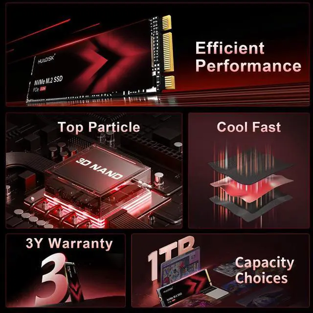 Alt view image 4 of 6 - M.2 NVMe SSD, 128GB Gen3x4 Internal Solid State Drive, Up to 2000MB/s, M.2 2280 NVMe SSD with HeatsinkM2 NVMe 3D NAND Flashfor Desktop and Laptop