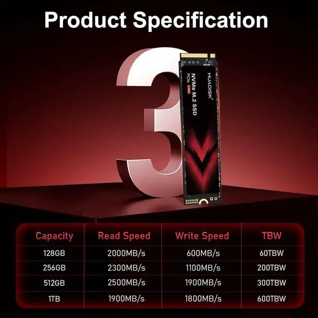 Alt view image 6 of 6 - M.2 NVMe SSD, 128GB Gen3x4 Internal Solid State Drive, Up to 2000MB/s, M.2 2280 NVMe SSD with HeatsinkM2 NVMe 3D NAND Flashfor Desktop and Laptop