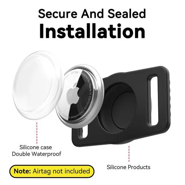 Alt view image 2 of 7 - for Airtag Dog Collar Holder 2 Pack,Waterproof Dog Collar Holder for Apple AirTag(Gen 1 & 2),Silicone Air Tags Case for Dog Collars(Black)