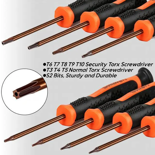 Alt view image 3 of 7 - 8 in 1 Small Torx Screwdriver Set with T3 T4 T5 T6 T7 T8 T9 T10 Torx Security Bits,Complete Star Repair Kit for Apple,Macbook,Mac mini,Xbox one, Xbox360,PS3,PS4,PS5,Computer and Pocket Knives