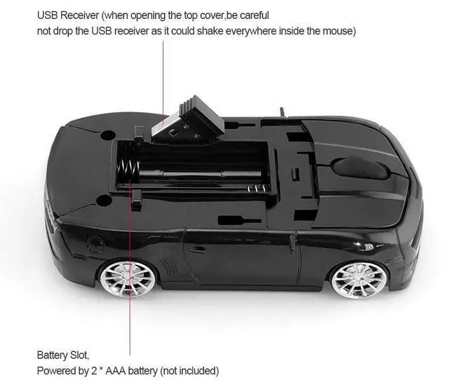 Alt view image 6 of 7 - for CL Car Mouse Wireless Sport Car Shape Laptop Desktop Computer Mouse Optical Mice 2.4GHz Nano USB with LED Headlight