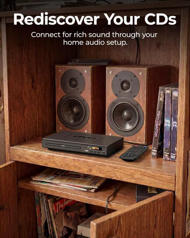 Alt view image 5 of 6 - Region-Free DVD Player for TV: Plays Regions 0-6 & Multi Formats - Designed for Collectors & Vintage Movie Collections - HDMI/RCA Compact DVD/CD Player for Smart TV, Home Stereo & RV
