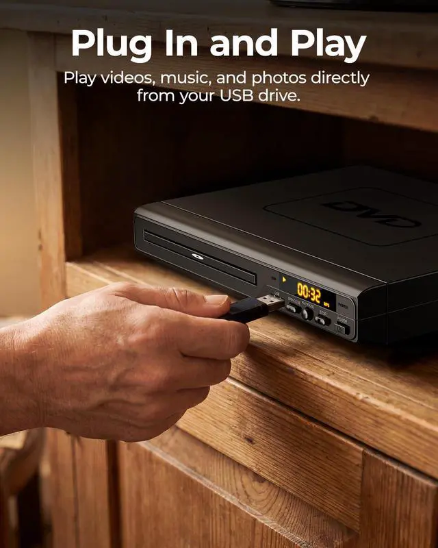 Alt view image 6 of 6 - Region-Free DVD Player for TV: Plays Regions 0-6 & Multi Formats - Designed for Collectors & Vintage Movie Collections - HDMI/RCA Compact DVD/CD Player for Smart TV, Home Stereo & RV