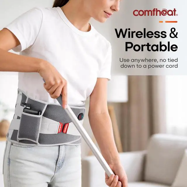 Alt view image 2 of 7 - Cordless Back Heating Pad with Vibration Massage for Pain Relief, Portable Lower Back Massager Wearable Heat Brace 10000mAh Battery Powered for Lumbar, Sciatica Pain for Mom Dad