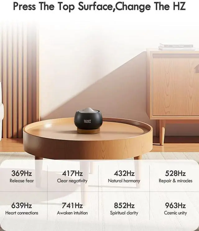 Alt view image 5 of 7 - Portable Electronic Tibetan Singing Bowl, 8 Healing Frequencies (369-963Hz), Auto/Manual Mode, Vibration & Timer - USB-C Rechargeable Meditation Device for Yoga, Relaxation, Reiki, Best Gift Choice