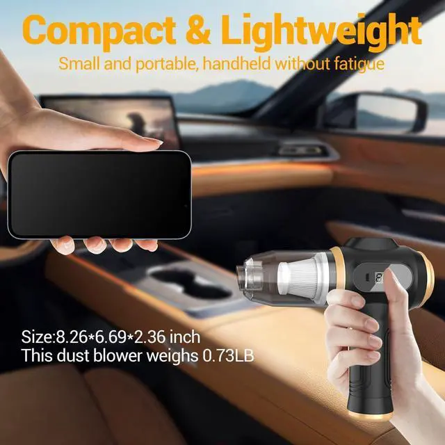 Alt view image 3 of 6 - Portable Car Vacuum Cordless Mini Handheld Vacuums Cleaner Rechargeable with LCD Display and Multi-Nozzles, High Power Hand held Cleaners for Car, Home, Office, Sofa, Pet Hair,Keyboard