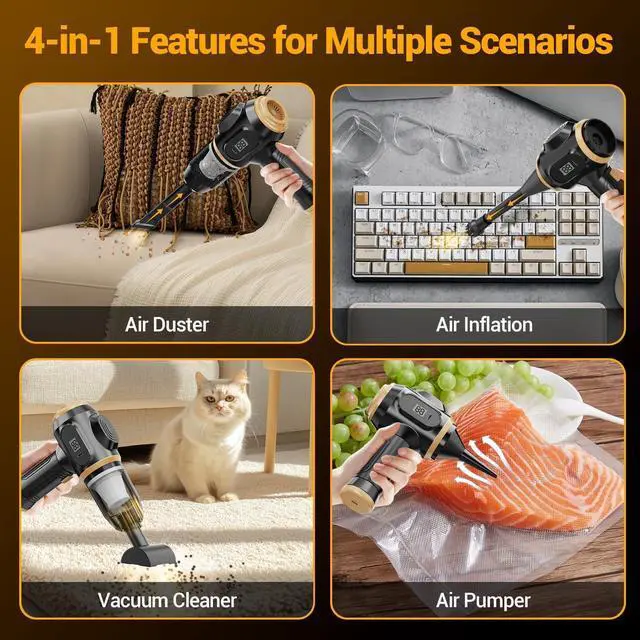 Alt view image 6 of 6 - Portable Car Vacuum Cordless Mini Handheld Vacuums Cleaner Rechargeable with LCD Display and Multi-Nozzles, High Power Hand held Cleaners for Car, Home, Office, Sofa, Pet Hair,Keyboard