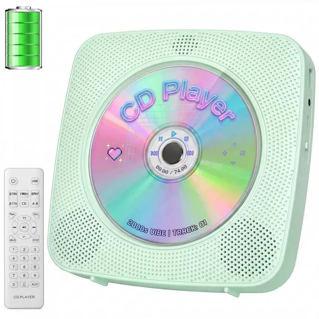 Main image of CD Player Portable Rechargeable: CD Players for Home Portable CD Player with Bluetooth & Dual Speakers 1800mAh CD Boombox FM Radio USB Type-C MP3 Music Player