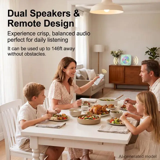 Alt view image 5 of 7 - CD Player Portable Rechargeable: CD Players for Home Portable CD Player with Bluetooth & Dual Speakers 1800mAh CD Boombox FM Radio USB Type-C MP3 Music Player