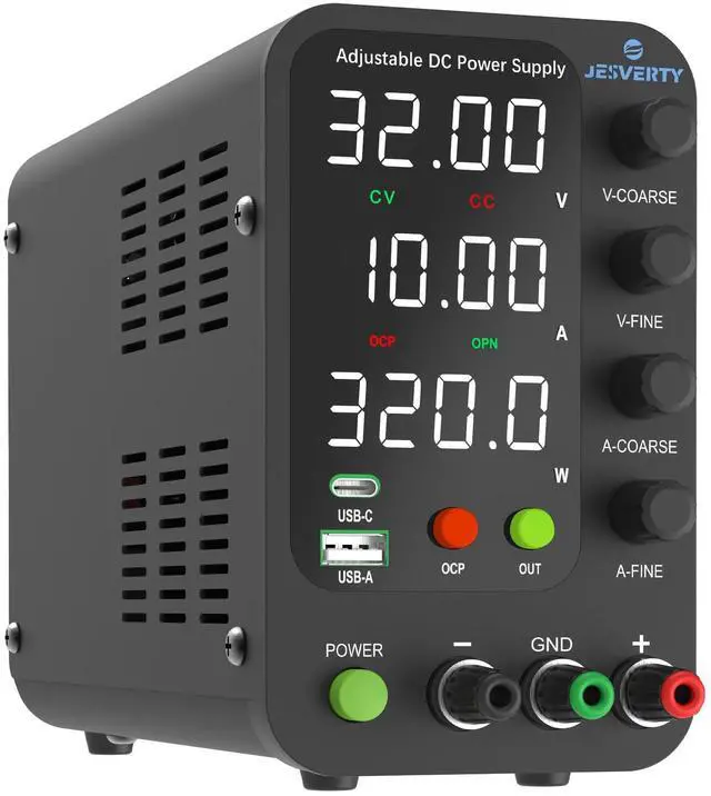 Main image of DC Power Supply Variable, 0-32V 0-10A Switching Bench Power Supply with 20W USB & Type-C Quick-Charge, Encoder Corase & Fine Adjustment Knob, Output Switch, 4-Digit LED Display - SPS-3010V