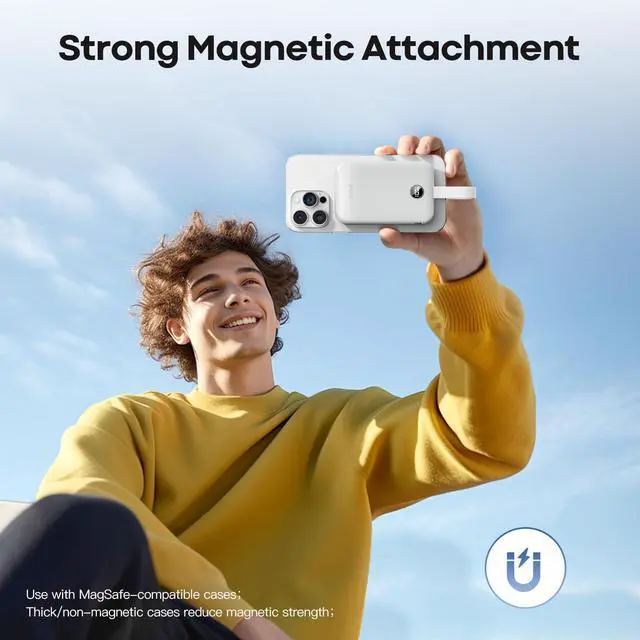 Alt view image 7 of 7 - Magnetic Power Bank 10000mAh, 30W Wireless Portable Charger with Fast Charging USB-C Cable,Qi2 Certified 15W Battery Pack with LED Display for iPhone 17/16/16 Pro/15/14/13 Series, Samsung Galaxy