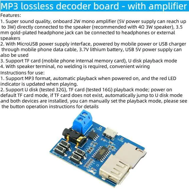 Alt view image 3 of 5 - 5Pcs MP3 Decoder Player Module