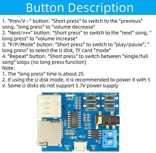 Alt view image 4 of 5 - 5Pcs MP3 Decoder Player Module
