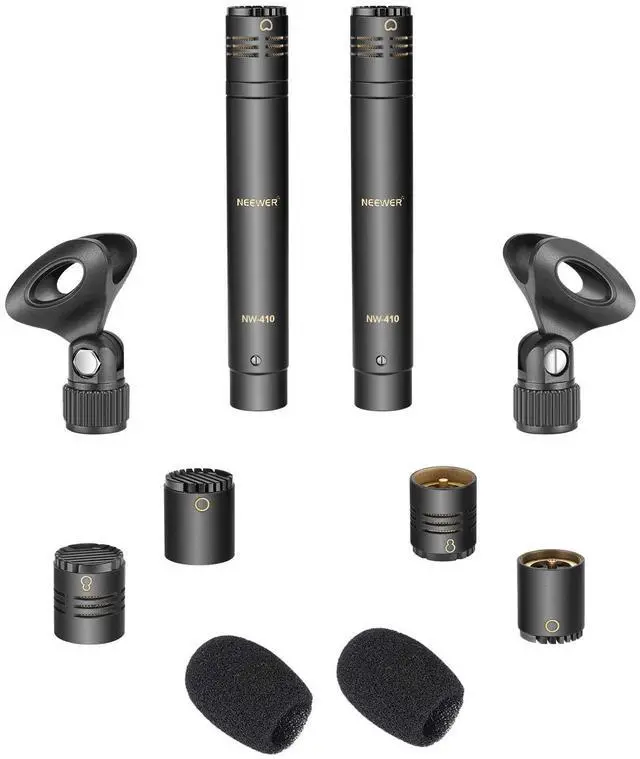 Alt view image 2 of 6 - 2-Pack Pencil Stick Condenser Mic with Interchangeable Omni Cardioid and Super Cardioid Capsules Foam Windscreens Mic Clip and Carrying Case for Acoustic Woodwind Instruments