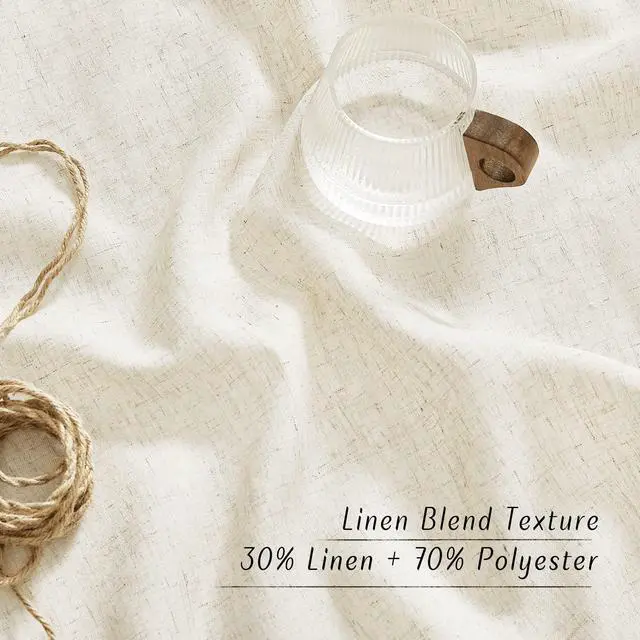 Alt view image 3 of 7 - Natural Linen Curtains 84 inch Long 2 Panels Set, Grommet Top Thick Linen Burlap Semi Sheer Vertical Drapes Privacy Assured with Light Filtering for Bedroom/Living Room, W55 x L84