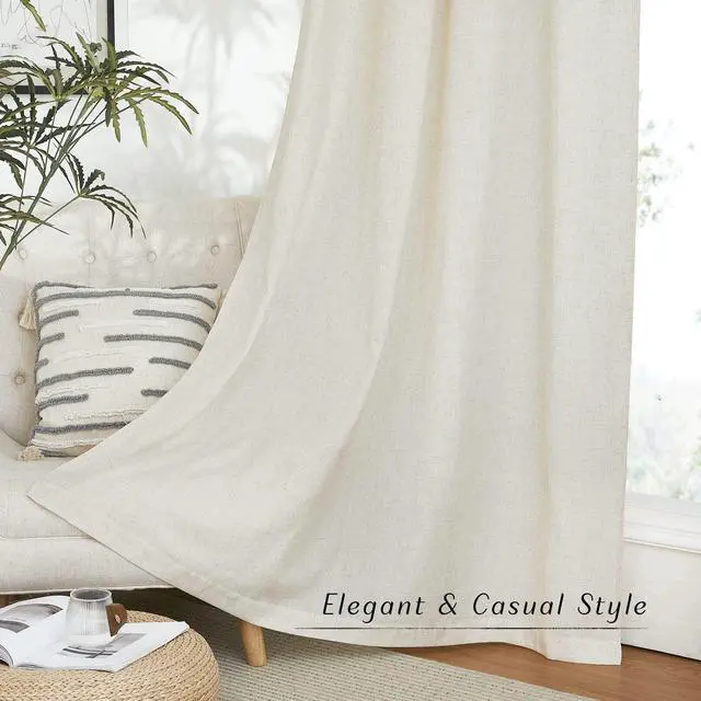 Alt view image 5 of 7 - Natural Linen Curtains 84 inch Long 2 Panels Set, Grommet Top Thick Linen Burlap Semi Sheer Vertical Drapes Privacy Assured with Light Filtering for Bedroom/Living Room, W55 x L84