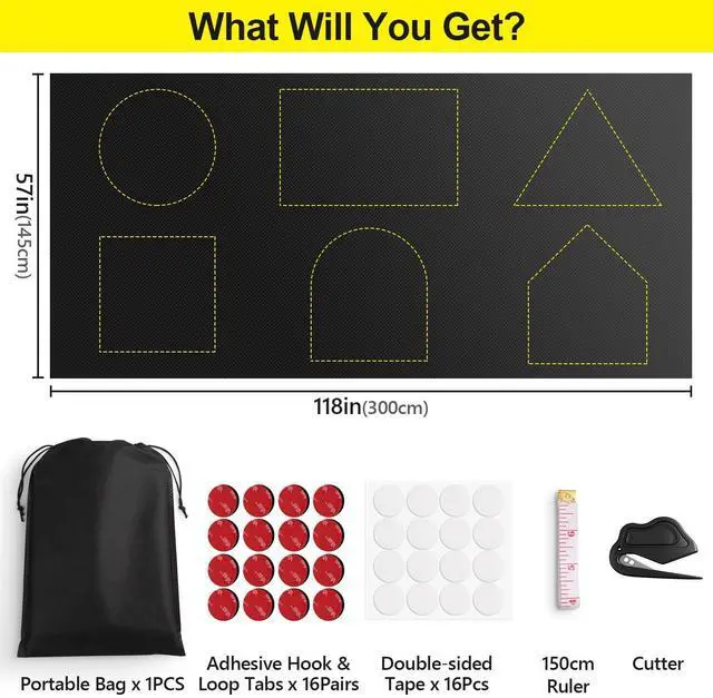 Alt view image 4 of 7 - Blackout Curtains for Bedroom, Portable 100% Black Out Window Cover Film, Cuttable Blackout Shades Fabric Sheet, No Drill Window Blinds, Sun Heat Light Blocker for Travel Media Dorm, 57'' W