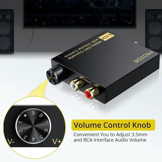 Alt view image 4 of 7 - DAC Converter 192Khz Digital to Analog Audio Decoder with Volume Control Support 5.1CH DTS Dolly-AC3 Coaxial SPDIF Toslink Optical to RCA Adapter for HDTV Blu-ray DVD PS3 Home Cinema System