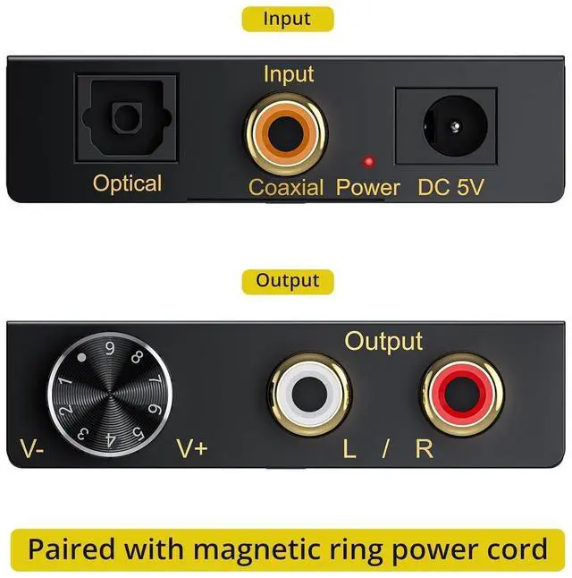 Alt view image 7 of 7 - DAC Converter 192Khz Digital to Analog Audio Decoder with Volume Control Support 5.1CH DTS Dolly-AC3 Coaxial SPDIF Toslink Optical to RCA Adapter for HDTV Blu-ray DVD PS3 Home Cinema System