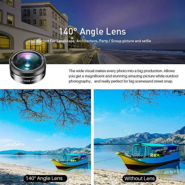 Alt view image 3 of 6 - 11 in 1 Phone Camera Lens Kit - Wide Angle Lens & Macro Lens+Fisheye Lens/ND32/kaleidoscope/CPL/Color Lens Compatible with iPhone Samsung Sony and Most of Smartphone