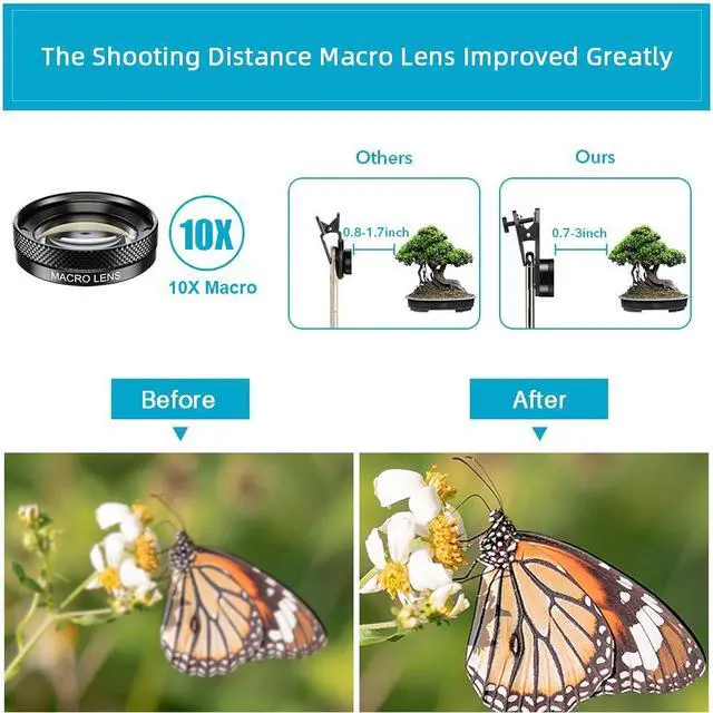 Alt view image 6 of 6 - 11 in 1 Phone Camera Lens Kit - Wide Angle Lens & Macro Lens+Fisheye Lens/ND32/kaleidoscope/CPL/Color Lens Compatible with iPhone Samsung Sony and Most of Smartphone