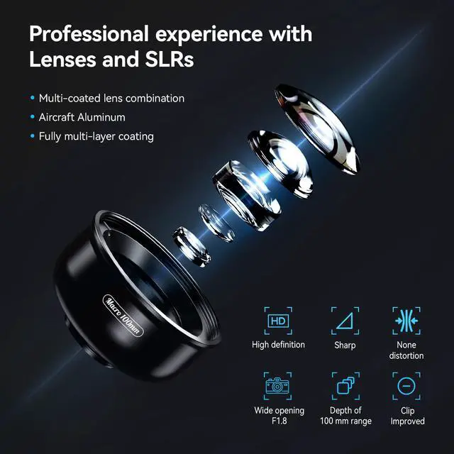 Alt view image 2 of 7 - Professional Macro Photography Lens for Smartphone, Macro Lenses for iPhone, Samsung, Galaxy, Oneplus, Android Phone(Fits for Almost All Phone), Cell Phone Lens Attachment for iPhone
