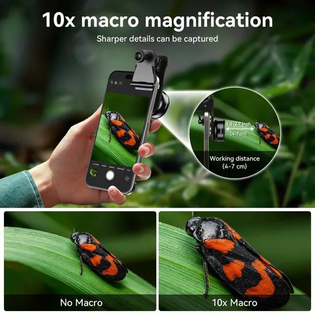 Alt view image 3 of 7 - Professional Macro Photography Lens for Smartphone, Macro Lenses for iPhone, Samsung, Galaxy, Oneplus, Android Phone(Fits for Almost All Phone), Cell Phone Lens Attachment for iPhone