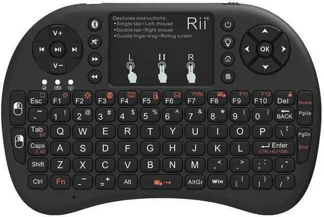 Main image of 2.4GHz Mini Wireless Keyboard with TouchpadQWERTY Keyboard, Backlit Portable with Remote Control for Laptop/PC/Tablets/Windows/Mac/TV/Xbox/PS3/Raspberry Pi .(Black)