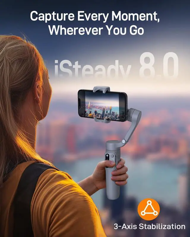 Alt view image 2 of 7 - iSteady X3 SE Gimbal Stabilizer for iPhone, Phone Stabilizer with Detachable Remote Control, Portable Foldable 3-Axis Phone Gimbal for Android & iPhone 16 15 Pro Max, Ideal for Travel Vlogging