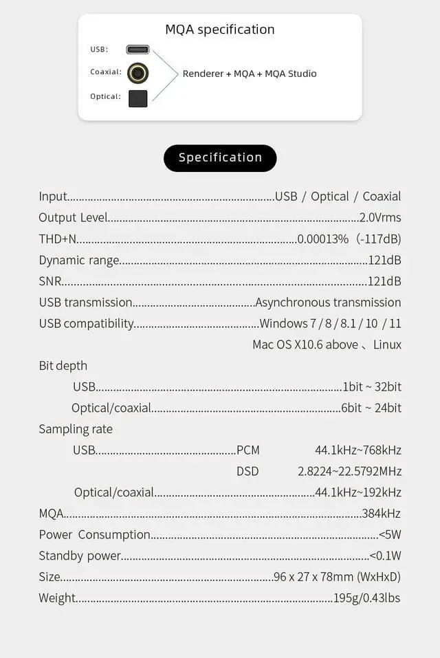 Alt view image 6 of 6 - SMSL SU-1 MQA MQA-CD Audio Decoder AK4493S XU316 768kHz/32Bit DSD512 Hi-Res DAC