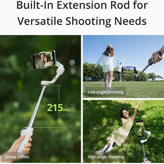 Alt view image 6 of 7 - Osmo Mobile 6 Smartphone Gimbal Stabilizer, 3-Axis Phone Gimbal, Built-In Extension Rod, Portable and Foldable, Android and iPhone Gimbal with ShotGuides, Vlogging Stabilizer, YouTube TikTok Video