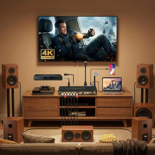 Alt view image 4 of 6 - 5.1CH Digital Sound Decoder,192Khz 24Bit 4K ARC Optical Fiber Coaxial Analog Sound Decoder System Support for AC3, DTS, LPCM, HDCD, PCM, HDCP 2.3 2.2 1.4, Multifunctional Digital Extractor