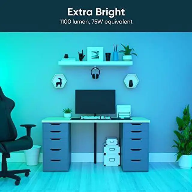 Alt view image 2 of 7 - Bulb Color, 1100 Lumen WiFi RGB and Tunable White A19 Smart Bulb, Works with Alexa and Google Assistant, Two-Pack