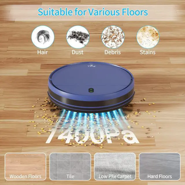 Alt view image 2 of 7 - Robot Vacuum and Mop Combo, 2 in 1 Robot Mop and Vacuum, Robotic Vacuum Cleaner with WiFi/App, 2000Pa Suction, 230ML Water Tank, Self-Charging, Slim, Ideal for Hard Floor, Low Pile Carpet, Pet Hair
