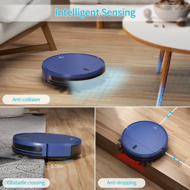 Alt view image 5 of 7 - Robot Vacuum and Mop Combo, 2 in 1 Robot Mop and Vacuum, Robotic Vacuum Cleaner with WiFi/App, 2000Pa Suction, 230ML Water Tank, Self-Charging, Slim, Ideal for Hard Floor, Low Pile Carpet, Pet Hair