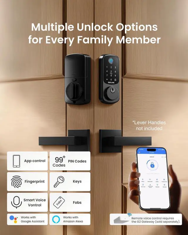 Alt view image 2 of 7 - Smart Door Lock B200, Smart Deadbolt Lock, Keyless Entry Door Lock, Fingerprint Smart Lock, Smart Locks for Front Door, App Control, Touchscreen Keypad Deadbolts,12-Month Battery, BHMA Grade3