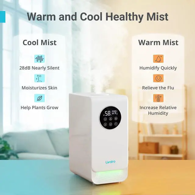 Alt view image 2 of 7 - 6L Smart Humidifier for Large Room, Warm & Cool Mist with Top Fill Design, Alexa & App Control, Essential Oil Compatible, Ideal for Bedroom and Plants