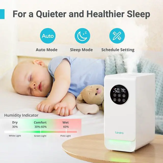 Alt view image 4 of 7 - 6L Smart Humidifier for Large Room, Warm & Cool Mist with Top Fill Design, Alexa & App Control, Essential Oil Compatible, Ideal for Bedroom and Plants