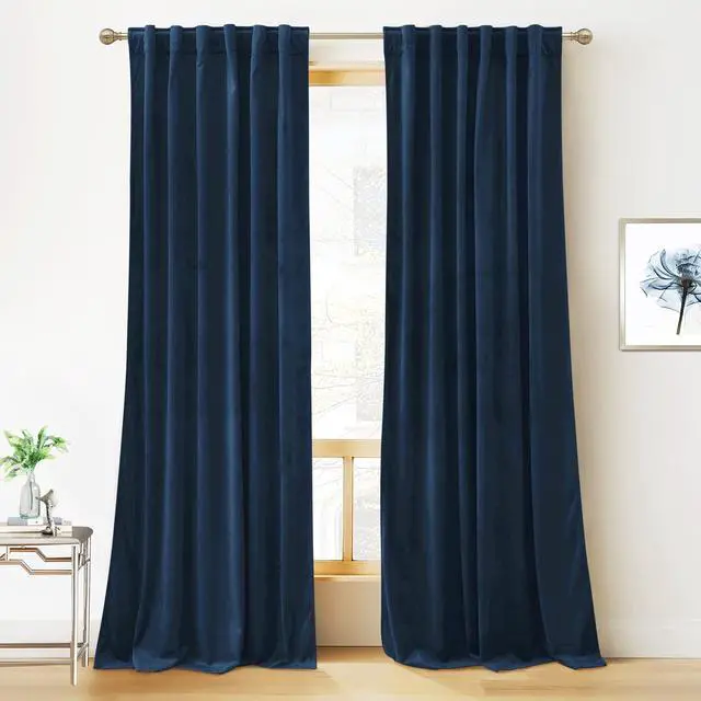 Main image of Blue Velvet Curtains 84 inches - Blackout Curtains for Living Room, Thermal Insulated Noise Reducing Panels Soft Luxury Window Decor for Kids Bedroom, Navy Blue, W52 x L84 inches, 2 Panels