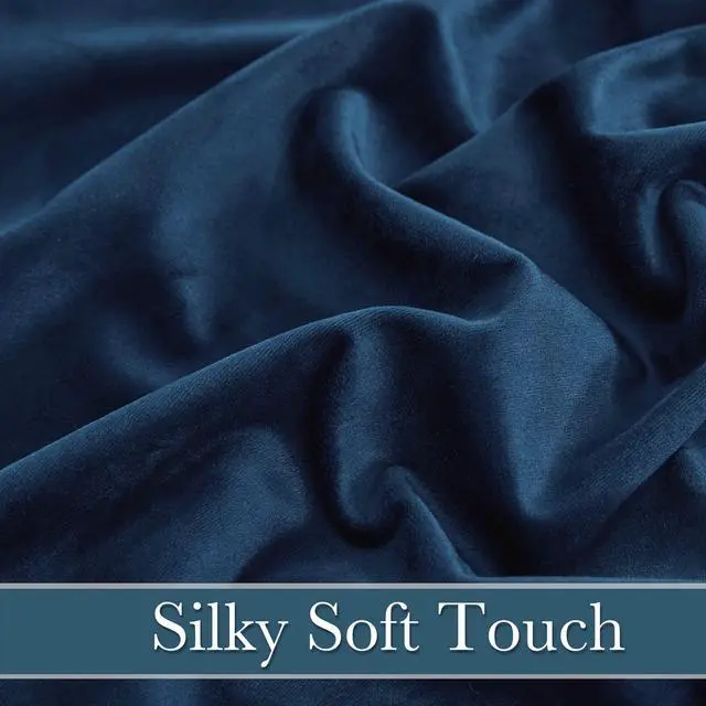 Alt view image 6 of 7 - Blue Velvet Curtains 84 inches - Blackout Curtains for Living Room, Thermal Insulated Noise Reducing Panels Soft Luxury Window Decor for Kids Bedroom, Navy Blue, W52 x L84 inches, 2 Panels