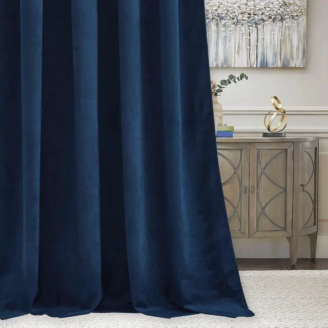 Alt view image 7 of 7 - Blue Velvet Curtains 84 inches - Blackout Curtains for Living Room, Thermal Insulated Noise Reducing Panels Soft Luxury Window Decor for Kids Bedroom, Navy Blue, W52 x L84 inches, 2 Panels