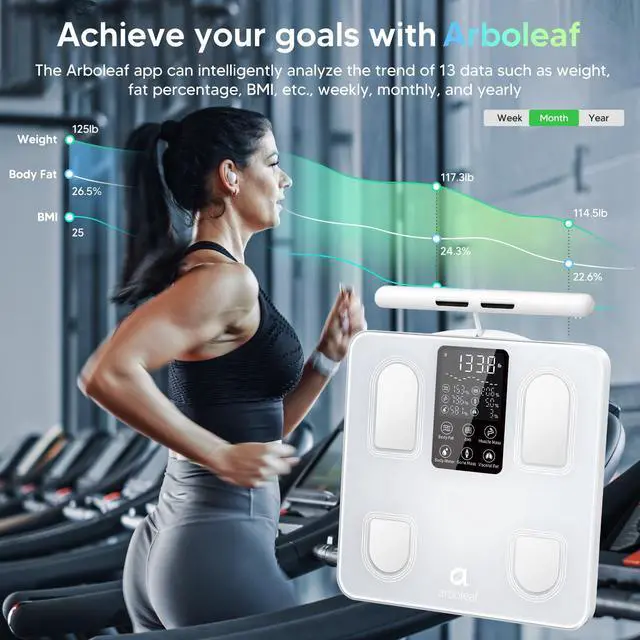 Alt view image 7 of 7 - Scale for Body Weight, Upgrade 50+ Metrics 8-Electrode Smart Scale with BMI, Body Fat, Muscle Mass, Full Body Composition Analyzer, High Precision Digital Bathroom Scale