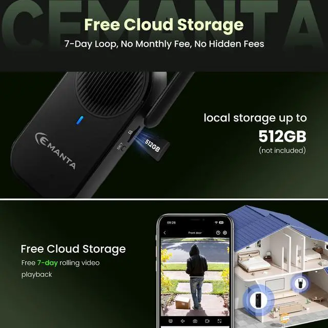 Alt view image 2 of 7 - 2K Video Doorbell Camera Wireless with Chime, Free Cloud Storage, Dual-Cam, Package Protection, 190° View, WiFi6, Voice Changer & Anti-Tamper, Night Vision, 2-Way Audio, Compatible with Alexa
