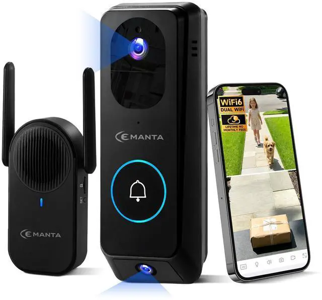 Main image of 2K Video Doorbell Camera Wireless with Chime, Free Cloud Storage, Dual-Cam, Package Protection, 190° View, WiFi6, Voice Changer & Anti-Tamper, Night Vision, 2-Way Audio, Compatible with Alexa
