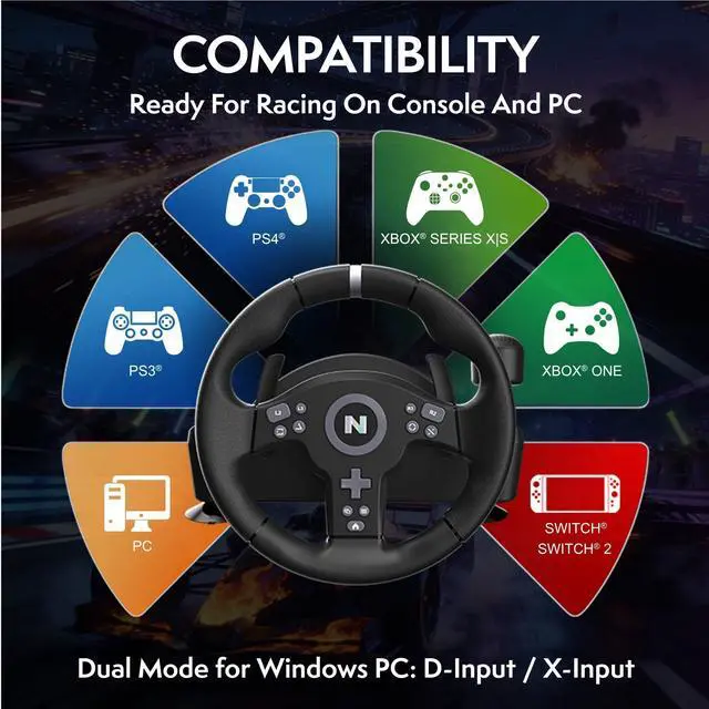 Alt view image 3 of 7 - Drive Pro V200 PC Gaming Racing Wheel with Pedals and Shifter, Steering Wheel Compatible with PC, PS4, Switch 2/Switch, Xbox Series X|S and Xbox One, 270° Car Driving Simulator with Vibration