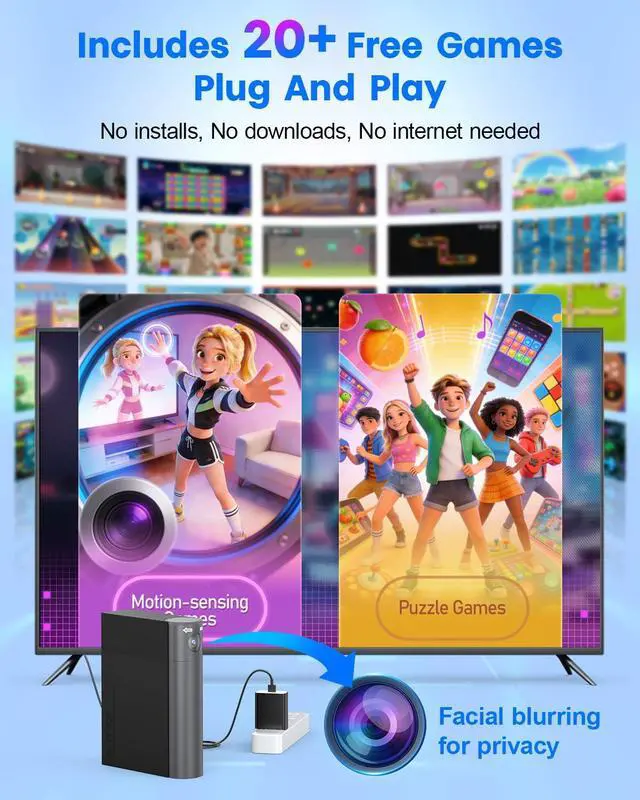 Alt view image 2 of 7 - AR Motion Gaming Console for Kids & Families - Plug & Play Video Game System for Indoor Physical Activity & Interactive Family Fun,Great for Gaming Nights, Parties and Playdates.
