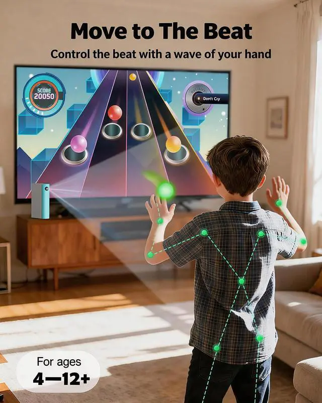 Alt view image 5 of 7 - AR Motion Game Console for Kids: Plug and Play TV Video Game System for Indoor Physical Play Interactive Family Fun Game Nights Parties Playtime - Great Gift for Boys Girls (Light Green)